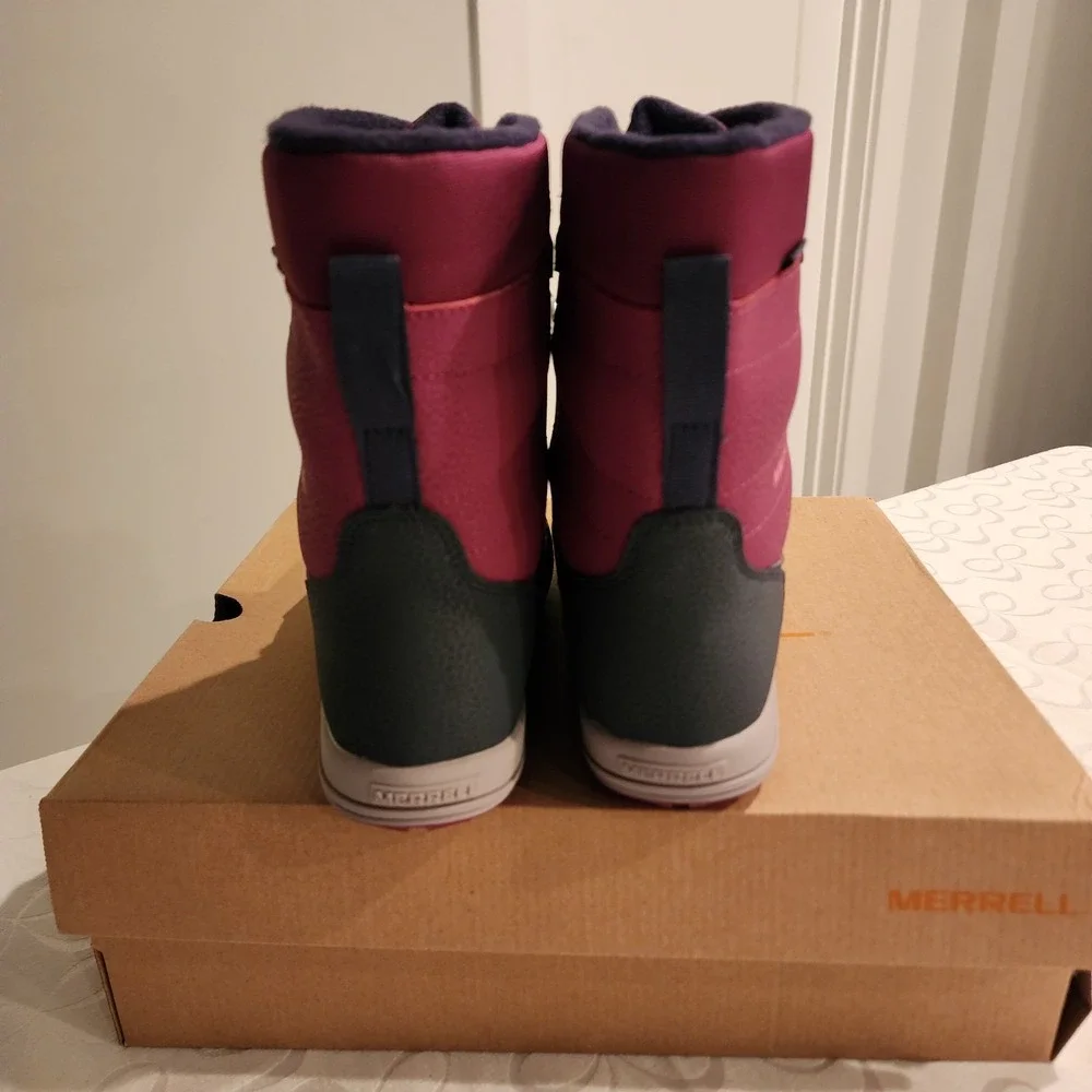 Merrell Snow Storm Waterproof Boots‎ Girls 6 Medium Berry Navy Winter Insulated